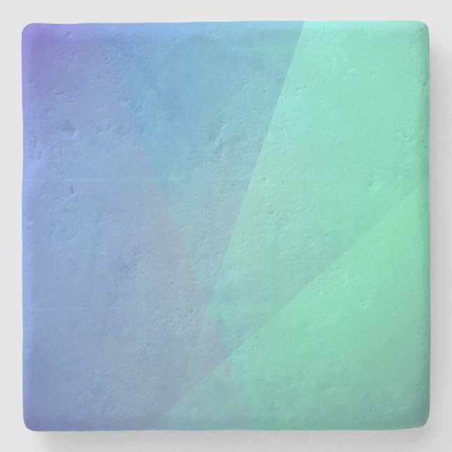 Modern Blue Aqua &Turquoise Geometric Gradation Stone Coaster (Front)