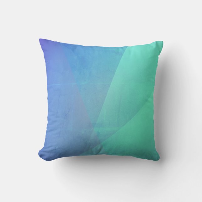 Modern Blue Aqua &Turquoise Geometric Gradation Throw Pillow (Front)