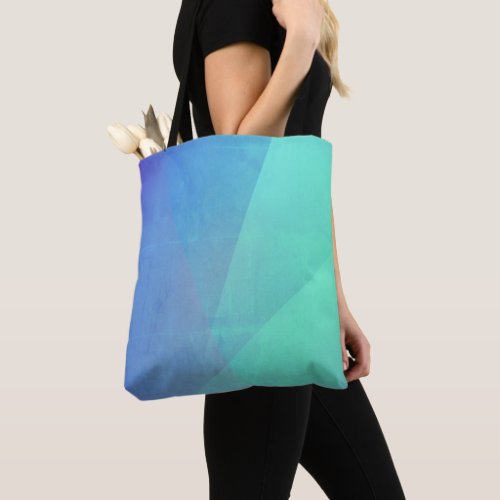 Modern Blue Aqua Turquoise Geometric Gradation Tote Bag