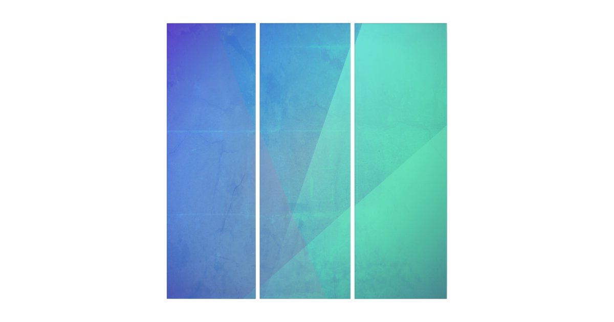 Modern Blue Aqua &Turquoise Geometric Gradation Triptych | Zazzle