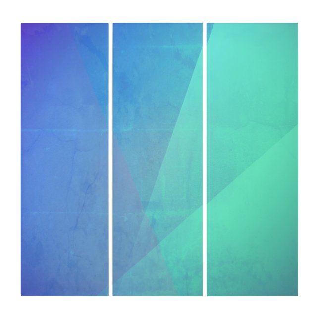 Modern Blue Aqua &Turquoise Geometric Gradation Triptych (Front)