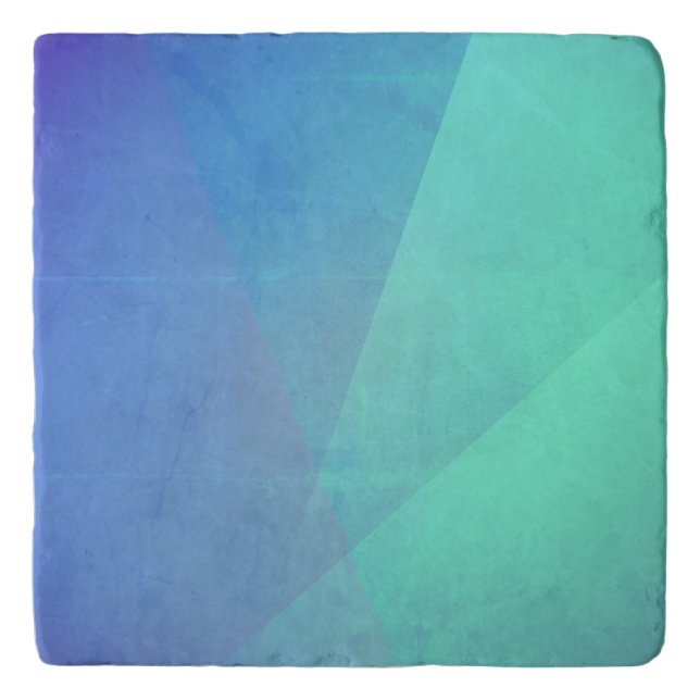 Modern Blue Aqua &Turquoise Geometric Gradation Trivet (Front)
