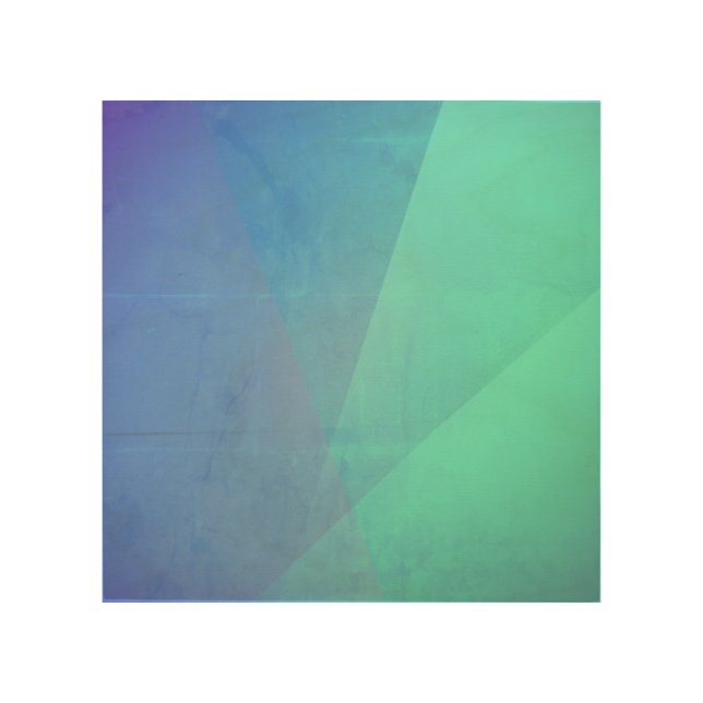 Modern Blue Aqua &Turquoise Geometric Gradation Wood Wall Art (Front)