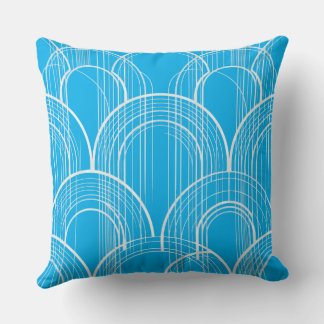 Modern Blue Arch Pattern Throw Pillow, Minimalist Pillow