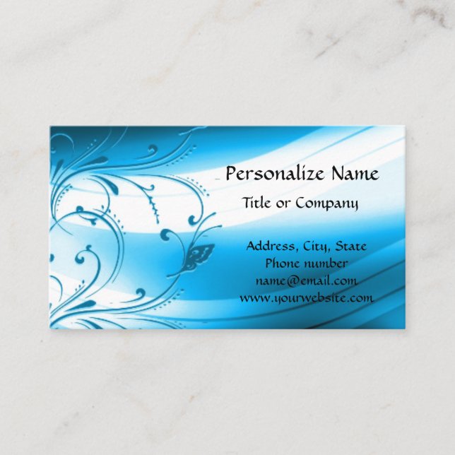 Modern Blue Art Deco Professional Business Card (Front)