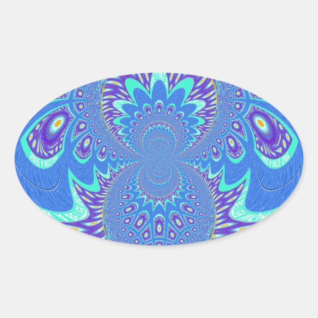 Modern Blue art Oval Sticker (Front)