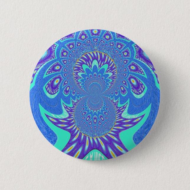 Modern Blue art Pinback Button (Front)