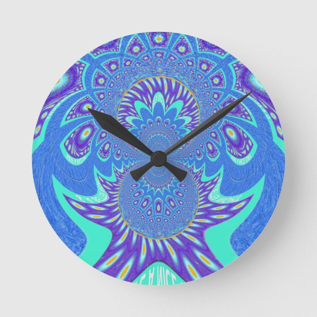 Modern Blue art Round Clock (Front)