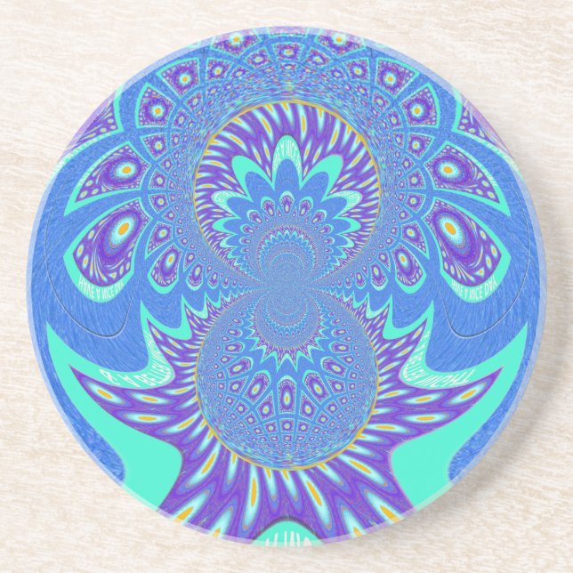 Modern Blue art Sandstone Coaster (Front)