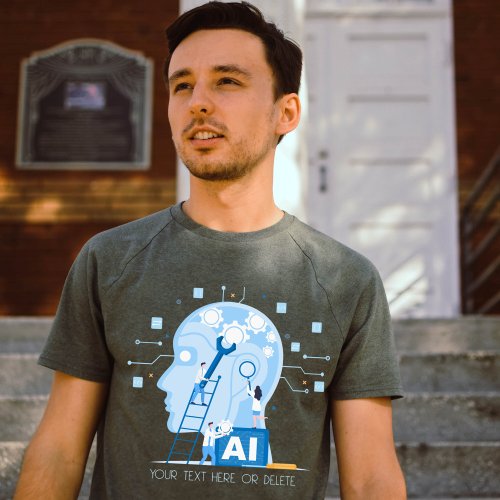 Modern blue Artificial Intelligence  illustration  T_Shirt