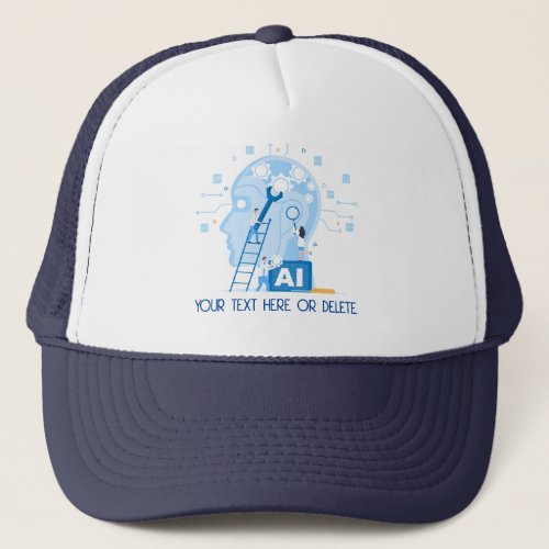 Modern blue Artificial Intelligence  illustration  Trucker Hat