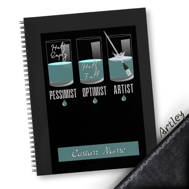 Modern Blue Artist Pessimist Optimist Sketchbook Notebook (Creator Uploaded)