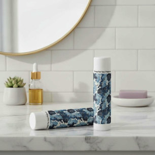 Modern Blue Aster Floral Pattern Lip Balm