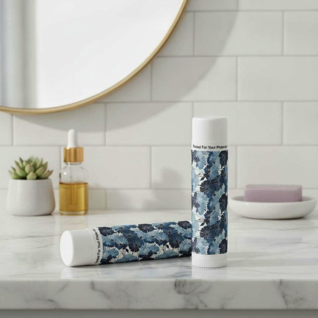 Modern Blue Aster Floral Pattern Lip Balm (Creator Uploaded)