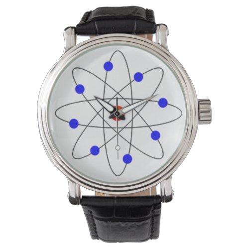 Modern Blue Atom Image Watch