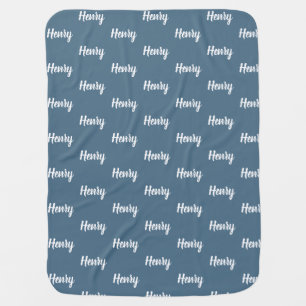 Modern Blue Baby Boy Personalized Name Custom Blanket