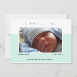 Modern Blue Baby Boy Photo Birth  Announcement