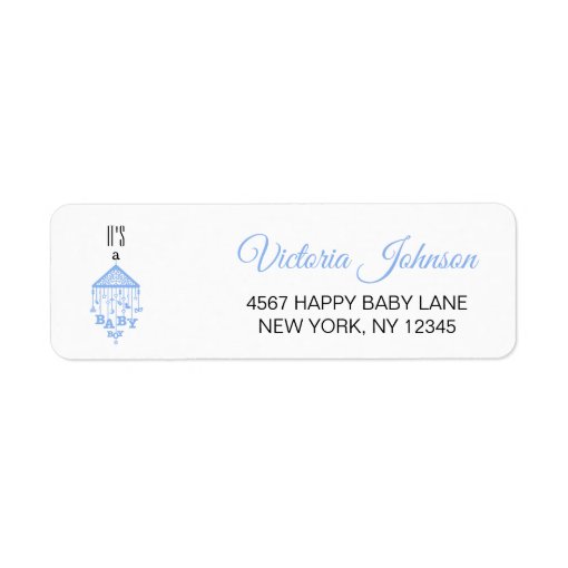Modern Blue Baby Boy Shower Address Label | Zazzle