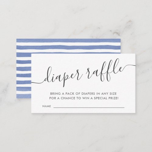 Modern Blue Baby Diaper Raffle  Enclosure Card