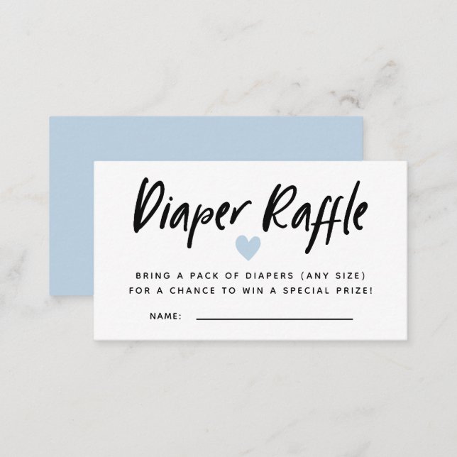 Modern Blue Baby Shower Diaper Raffle Tickets Enclosure Card (Front/Back)
