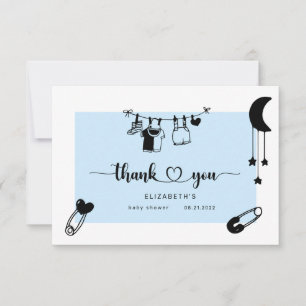 modern blue baby shower thank you card