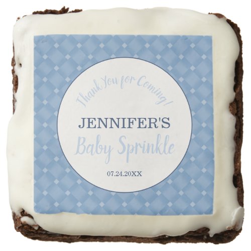 Modern Blue Baby Sprinkle Party Thank You  Brownie