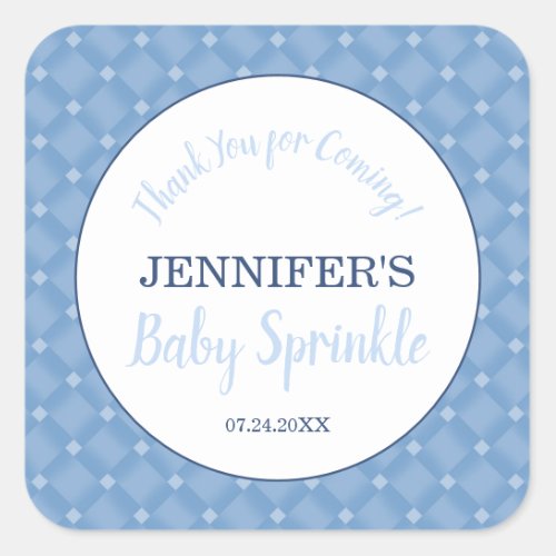 Modern Blue Baby Sprinkle Party Thank You Square Sticker