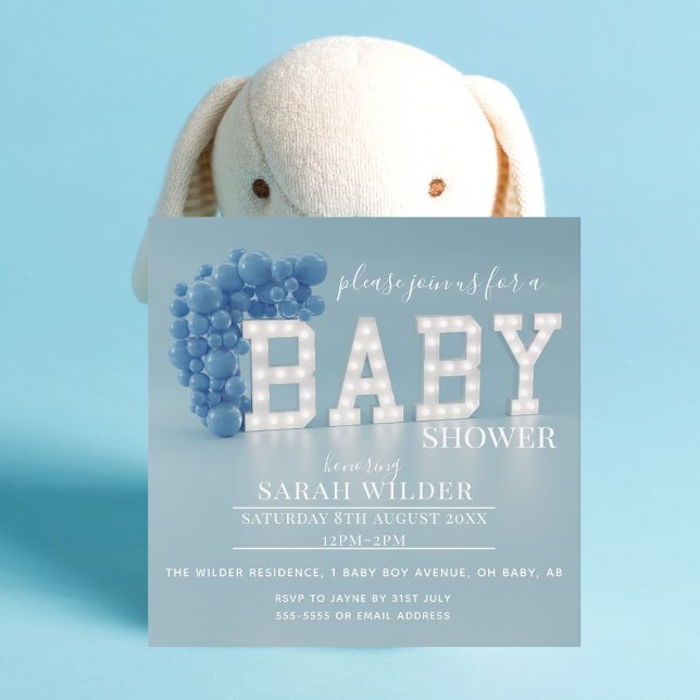 Modern Blue Balloon Arch Baby Boy Shower Invitation (Just add your Baby Shower details!)
