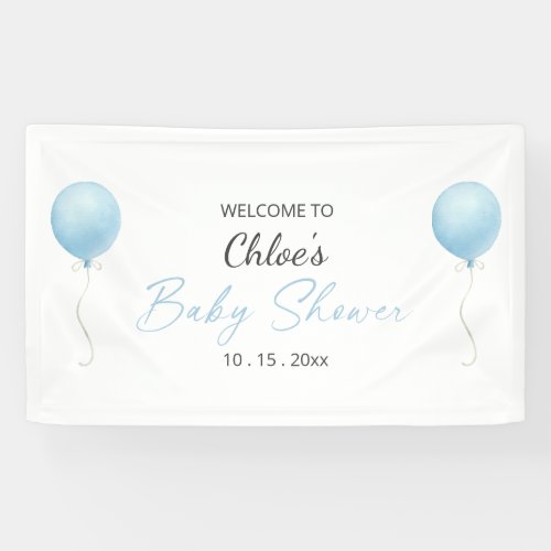 Modern Blue Balloon Boy Baby Shower Banner