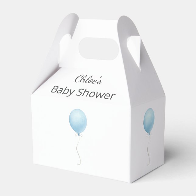 Modern Blue Balloon Boy Baby Shower Favor Boxes (Front Side)