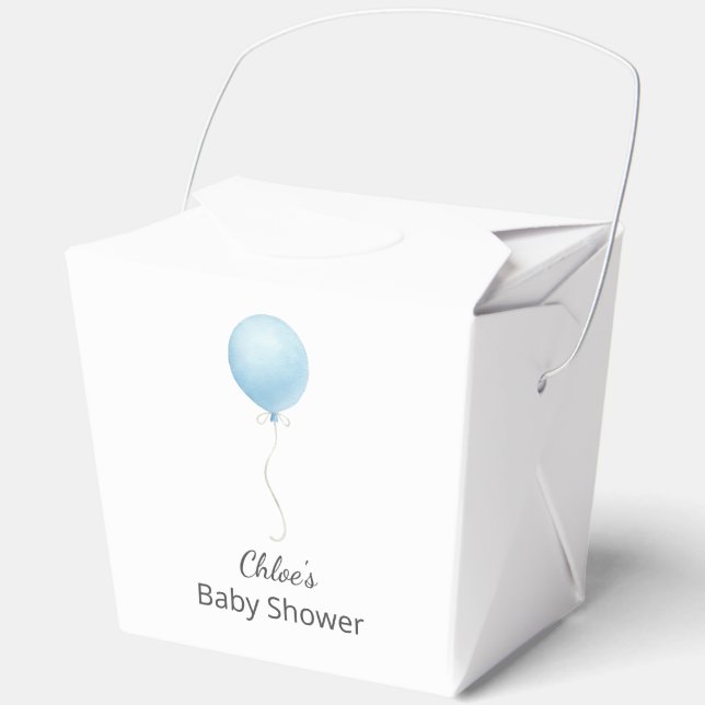 Modern Blue Balloon Boy Baby Shower Favor Boxes (Front)