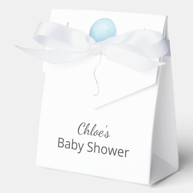 Modern Blue Balloon Boy Baby Shower Favor Boxes (Front)