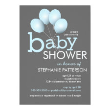 Modern Blue Balloon Boy Baby Shower Invitation