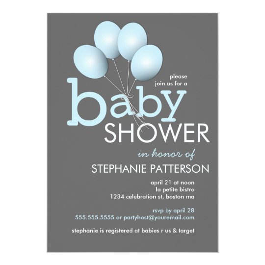 Modern Blue Balloon Boy Baby Shower Invitation Zazzle Com