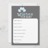 Modern Blue Balloon Boy Baby Shower Wishes Card (Front)