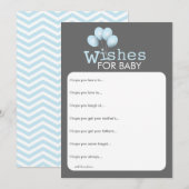 Modern Blue Balloon Boy Baby Shower Wishes Card (Front/Back)