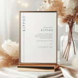 Modern Blue Bar Mitzvah Kippot Tabletop Sign Invitation<br><div class="desc">Mazel tov on this special occasion! Make your son's Bar Mitzvah ceremony special with this minimalist typography black and white tabletop Kippah sign. This sign gives information on what Kippot is and instructions on what to do.</div>