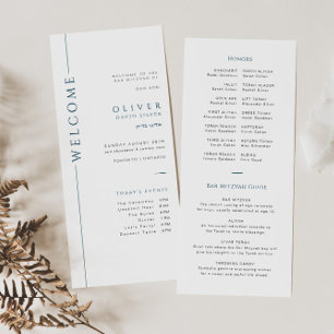 Modern Blue Bar Mitzvah Program Card Timeline