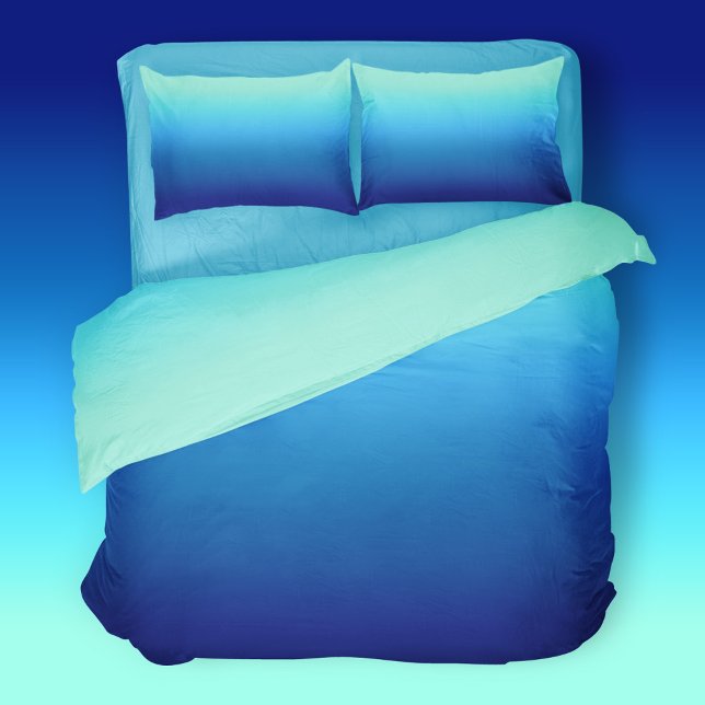 Modern Blue Beach Ocean Ombre Gradient Duvet Cover (Creator Uploaded)
