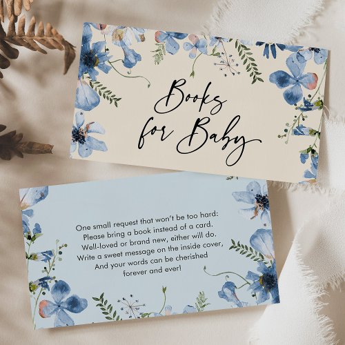 Modern Blue Beige Books For Baby Enclosure Card