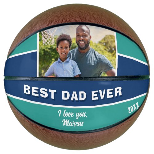 Modern Blue Best Dad Ever Photo Father Basketball