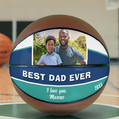 Modern Blue Best Dad Ever Photo Father Basketball