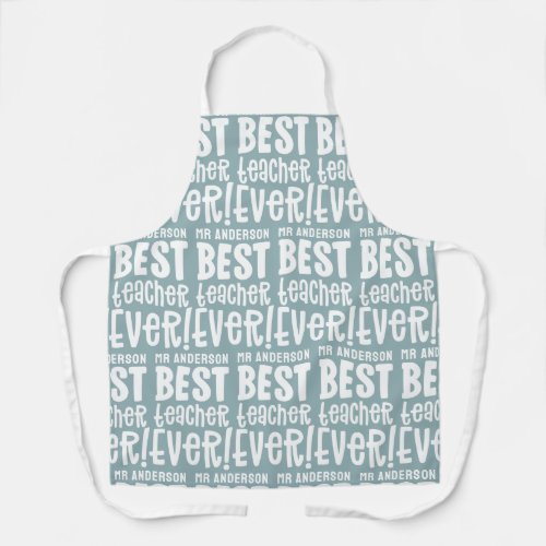Modern blue best teacher typography gift apron