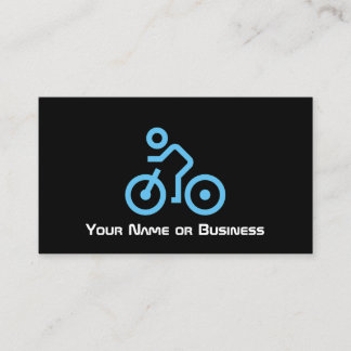 Modern Blue Bike Symbol on Black Bicycle Cyclist Business Card