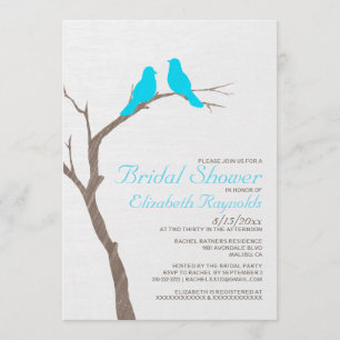 Modern Blue Birds Bridal Shower Invitations
