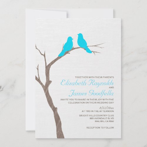Modern Blue Birds Wedding Invitations