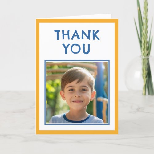 Modern Blue Birthday Kids Photo  Thank You Card