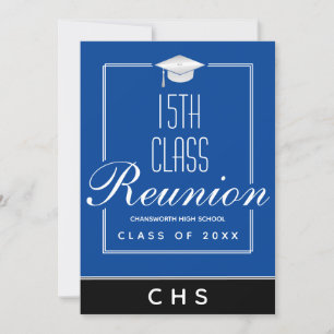 Modern Blue Black 15th Class Reunion Invitation