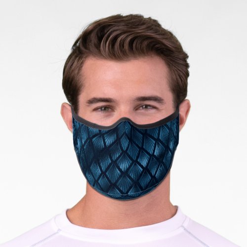 Modern Blue Black Art Deco Geometric Pattern Premium Face Mask