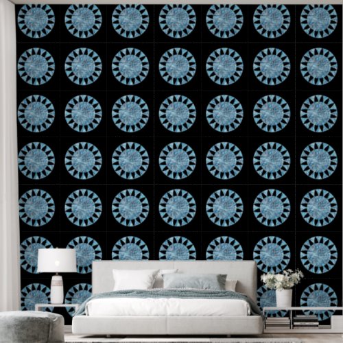 Modern Blue Black Circle Geometric Pattern  Wallpaper